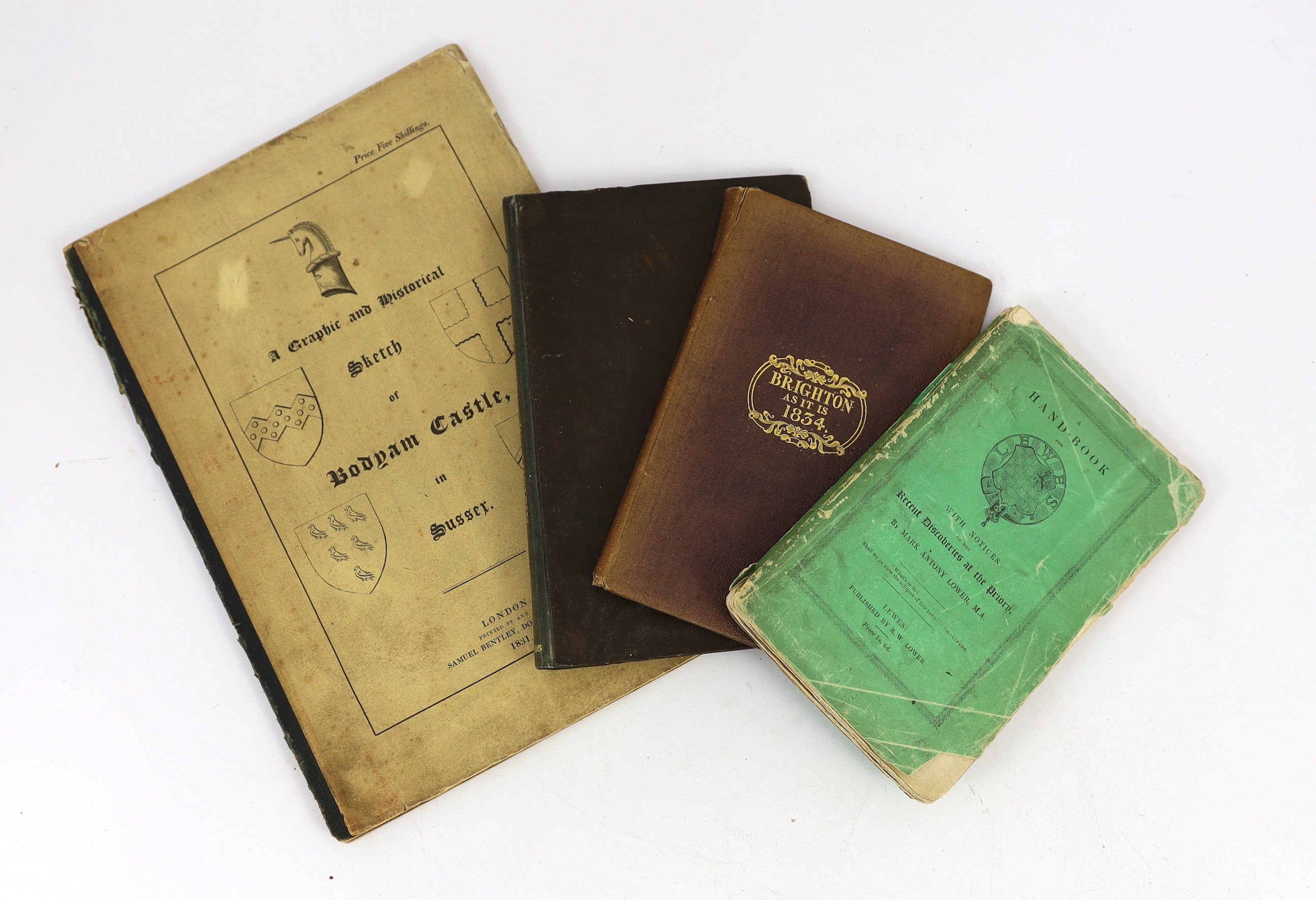 SUSSEX: Lower, Mark Antony - A Hand-Book for Lewes ... With notices of the recent discoveries at the Priory. frontis and num. engraved text illus., original printed wrappers, uncut, sm.8vo. (?1846)